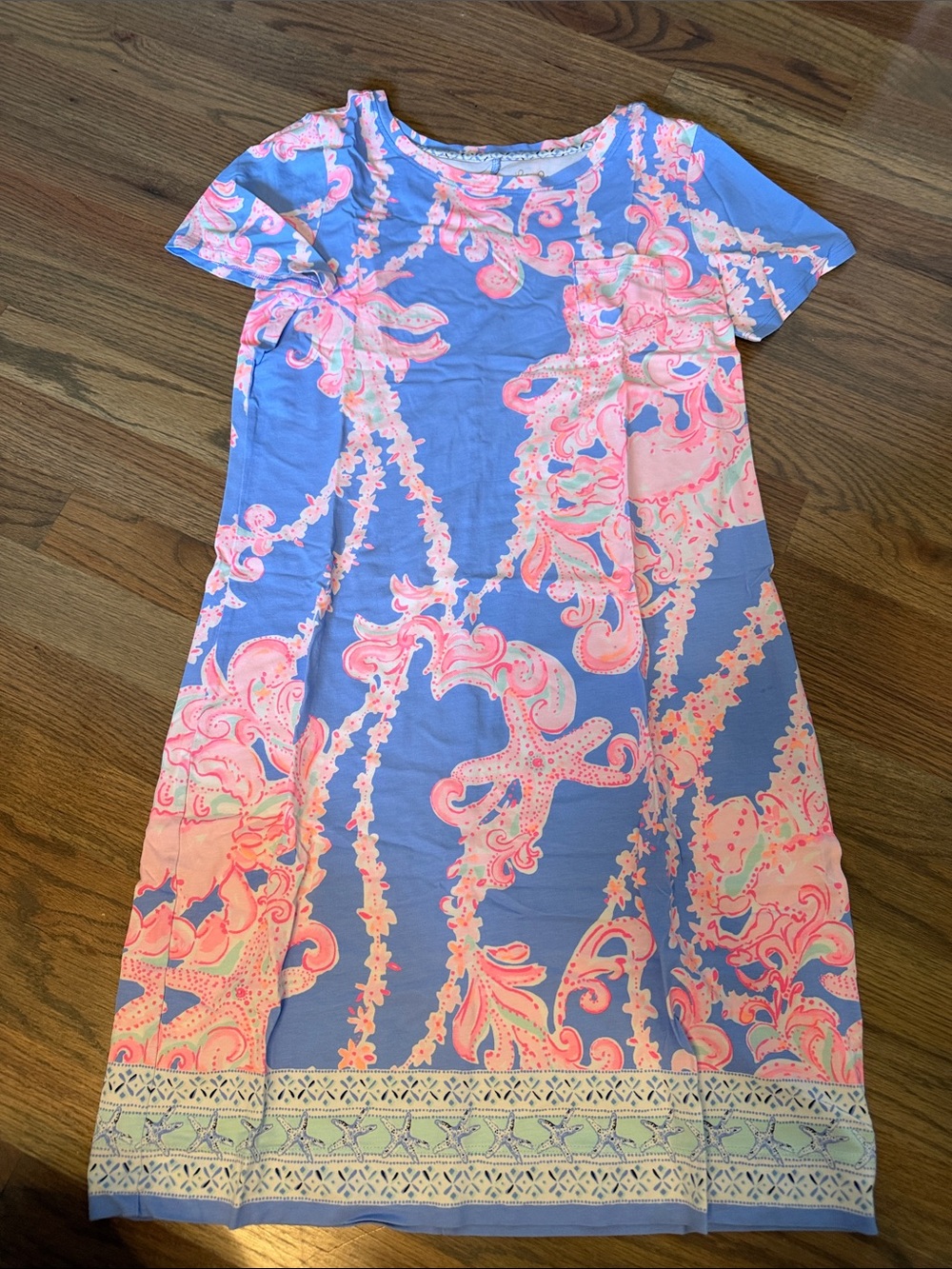 Lilly Pulitzer Blue and Pink Paisley Short-Sleeve Casual Dress